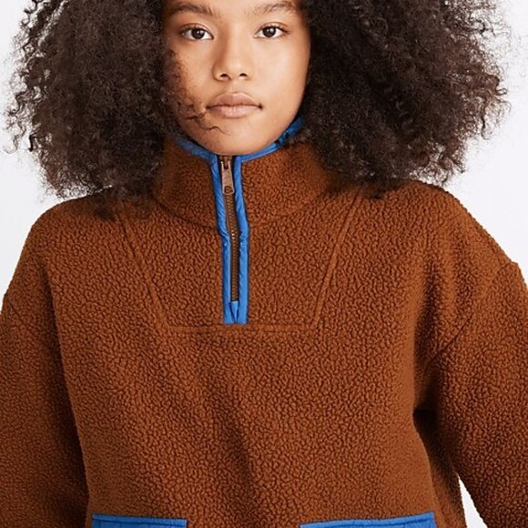 Teddy Zip Up Pullover with Quilted Pockets - Picture 5 of 7